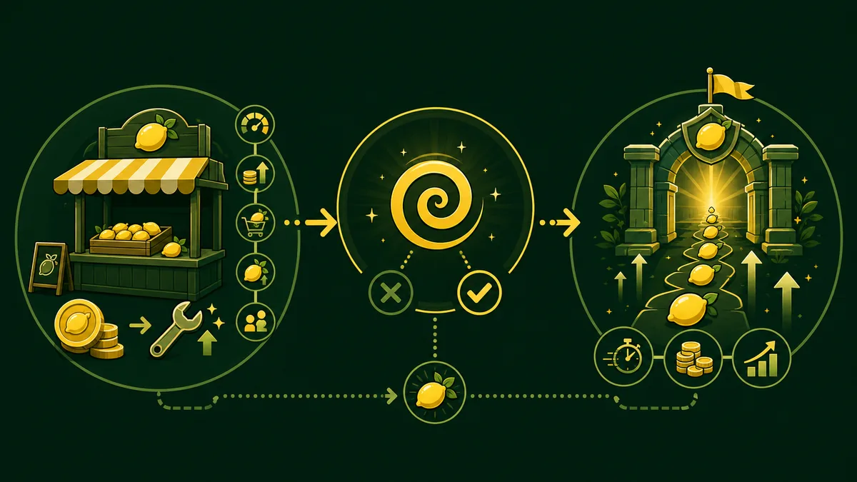 Schéma d'améliorations, de reset et de route plus rapide dans Sell Lemons