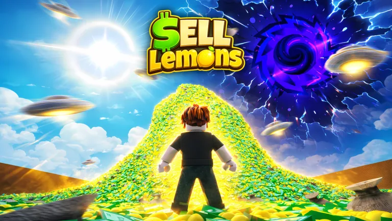 Grafica ufficiale di Sell Lemons con limoni e portale spaziale