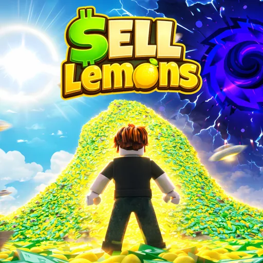 Icona ufficiale di Sell Lemons con montagna di limoni e portale spaziale